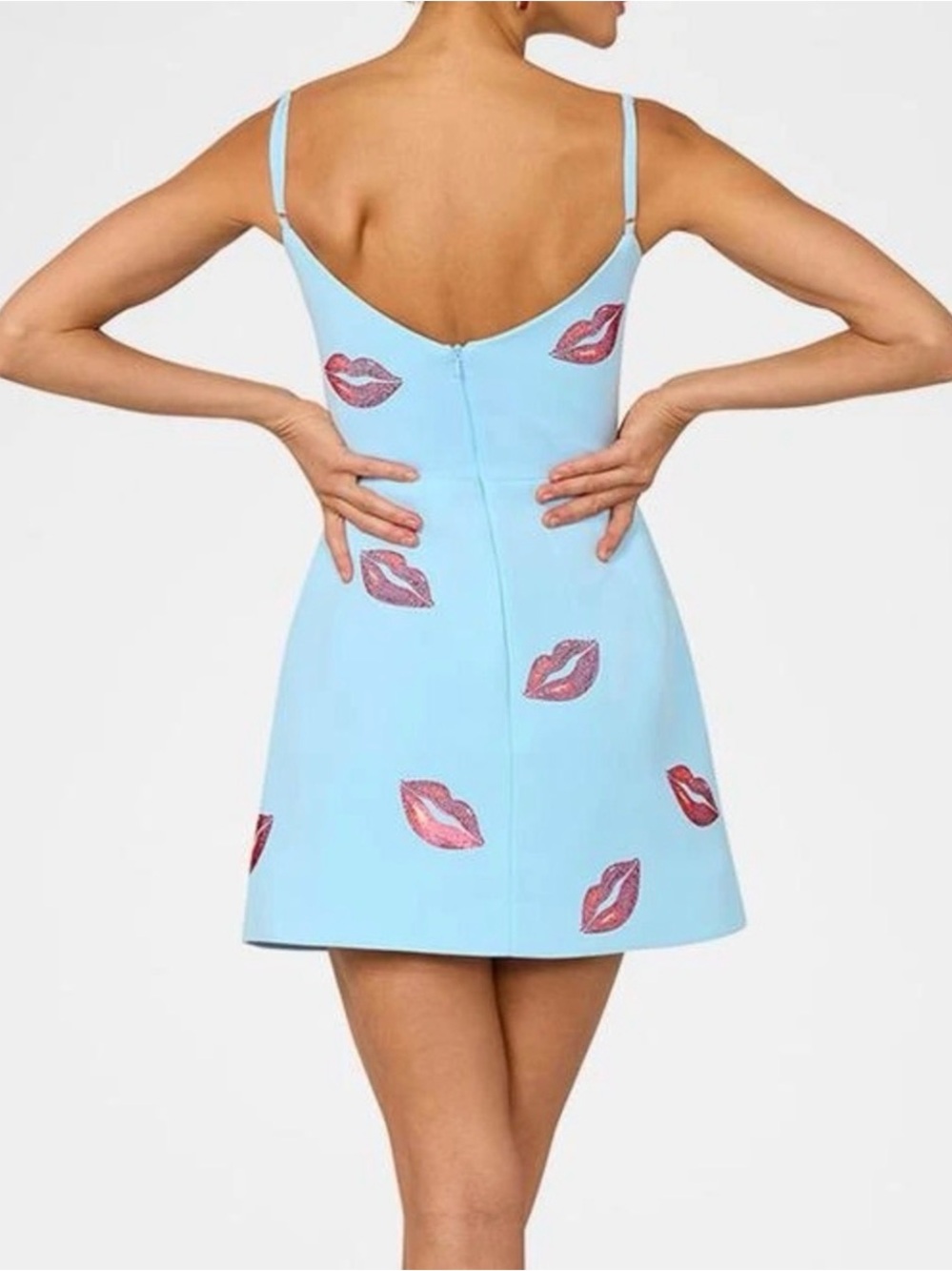 HELSI Exclusive Yasmin Rhinestone Kiss Mini Dress in Blue Size XS